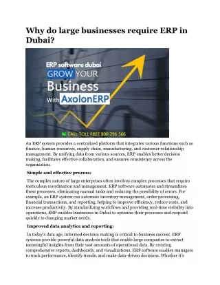 why do large businesses require erp in dubai