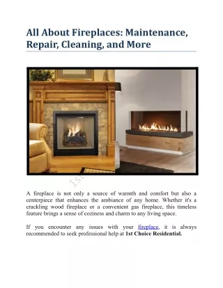 All About Fireplaces - Maintenance, Repair, Cleaning, and More