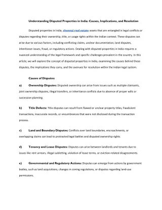 understanding disputed properties in india causes