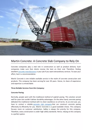 Martin Concrete A Concrete Slab Company to Rely On