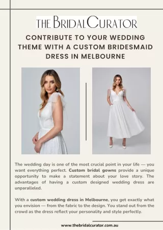 Exquisite Custom Bridal Gowns to Bring Our Your Individuality in Melbourne