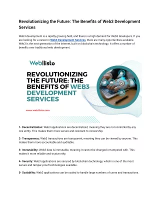 Revolutionizing the Future_ The Benefits of Web3 Development Services