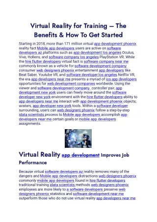 virtual reality for training virtual reality