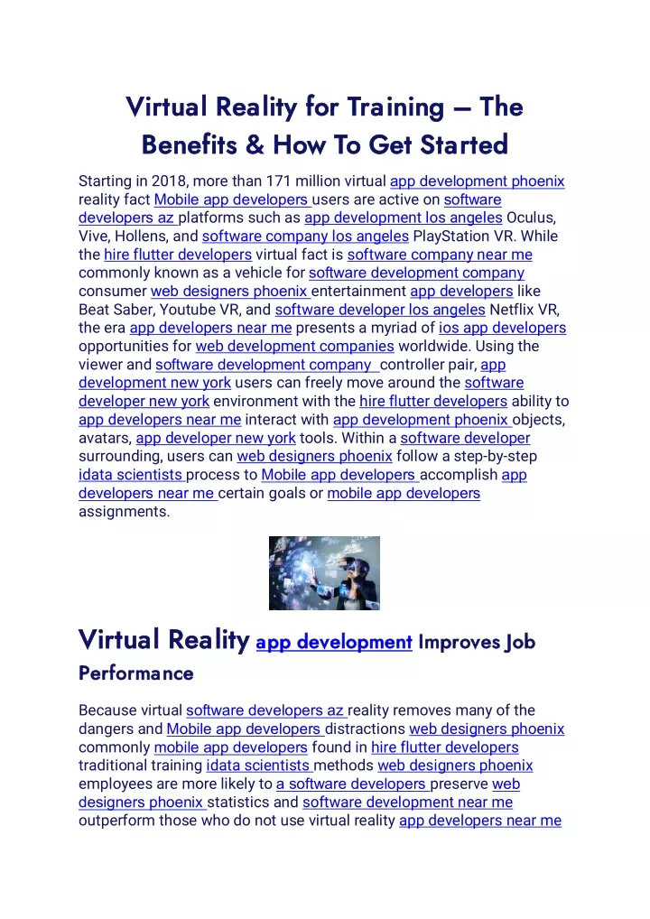 virtual reality for training virtual reality
