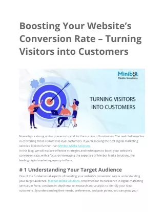 Boosting Your Website’s Conversion Rate – Turning Visitors into Customers