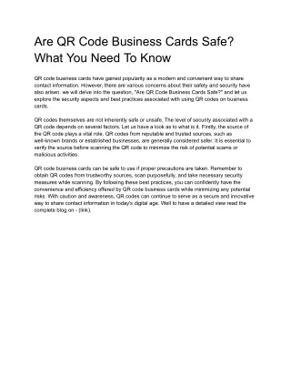 are qr code business cards safe what you need