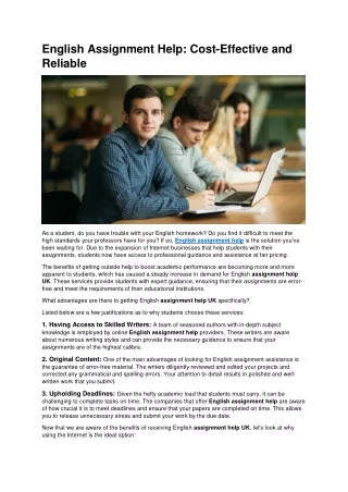 english assignment help cost effective