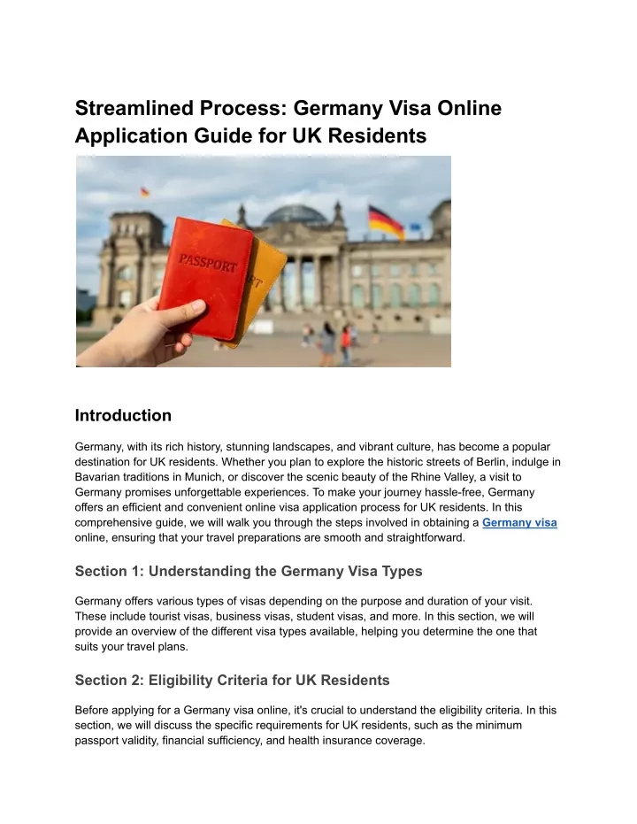 streamlined process germany visa online
