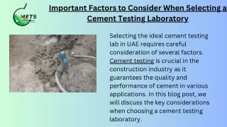 Important Factors to Consider When Selecting a Cement Testing Laboratory