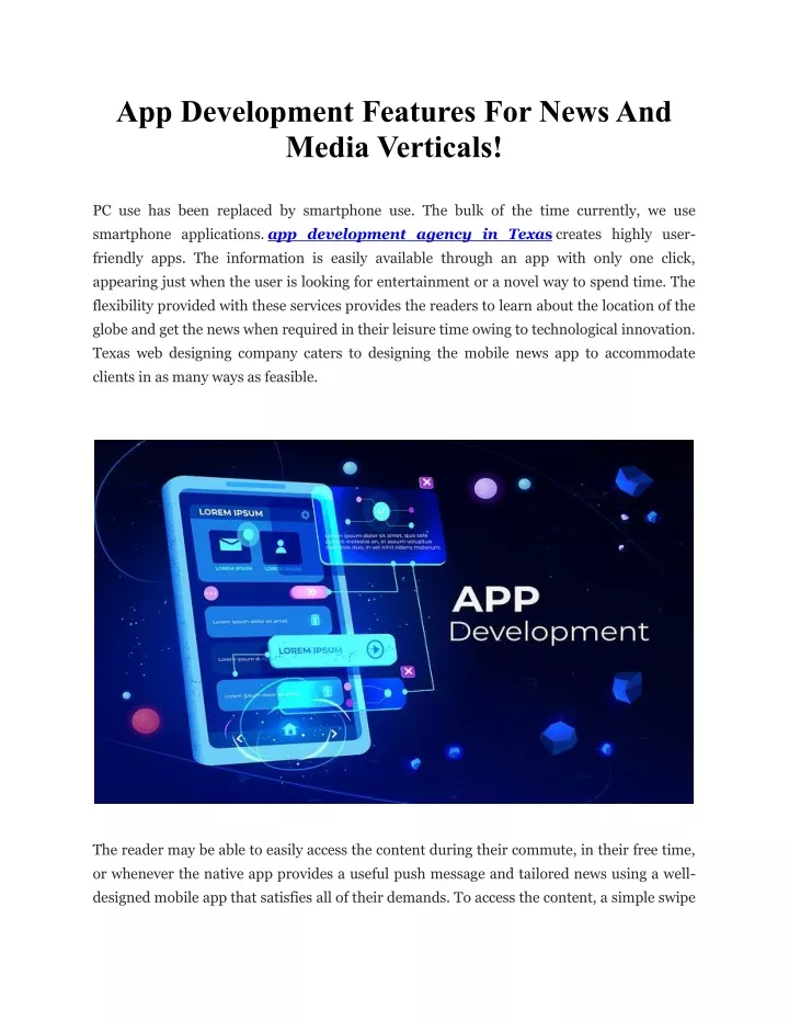app development features for news and media