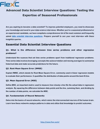 Advanced Data Scientist Interview Questions: Testing the Expertise of Seasoned P