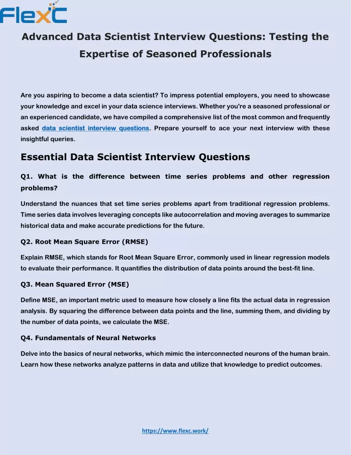 PPT Advanced Data Scientist Interview Questions Testing The   Advanced Data Scientist Interview Questions N 