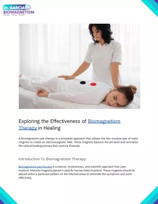 exploring the effectiveness of biomagnetism