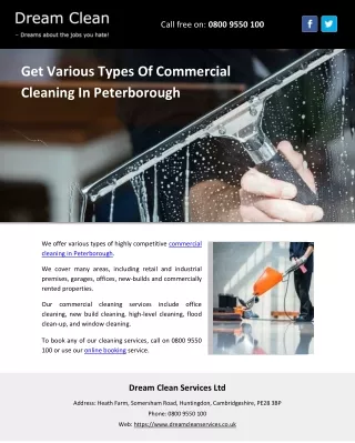 Get Various Types Of Commercial Cleaning In Peterborough