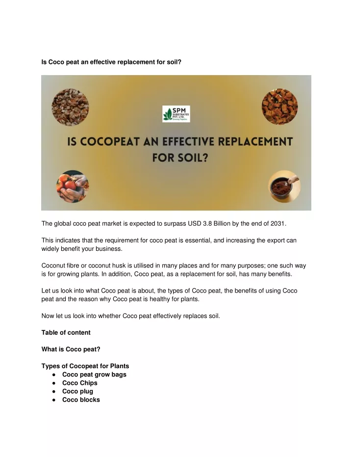 is coco peat an effective replacement for soil
