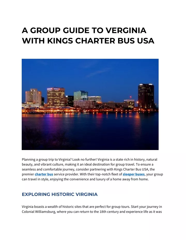 a group guide to verginia with kings charter