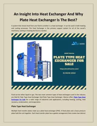 An Insight Into Heat Exchanger And Why Plate Heat Exchanger Is The Best?