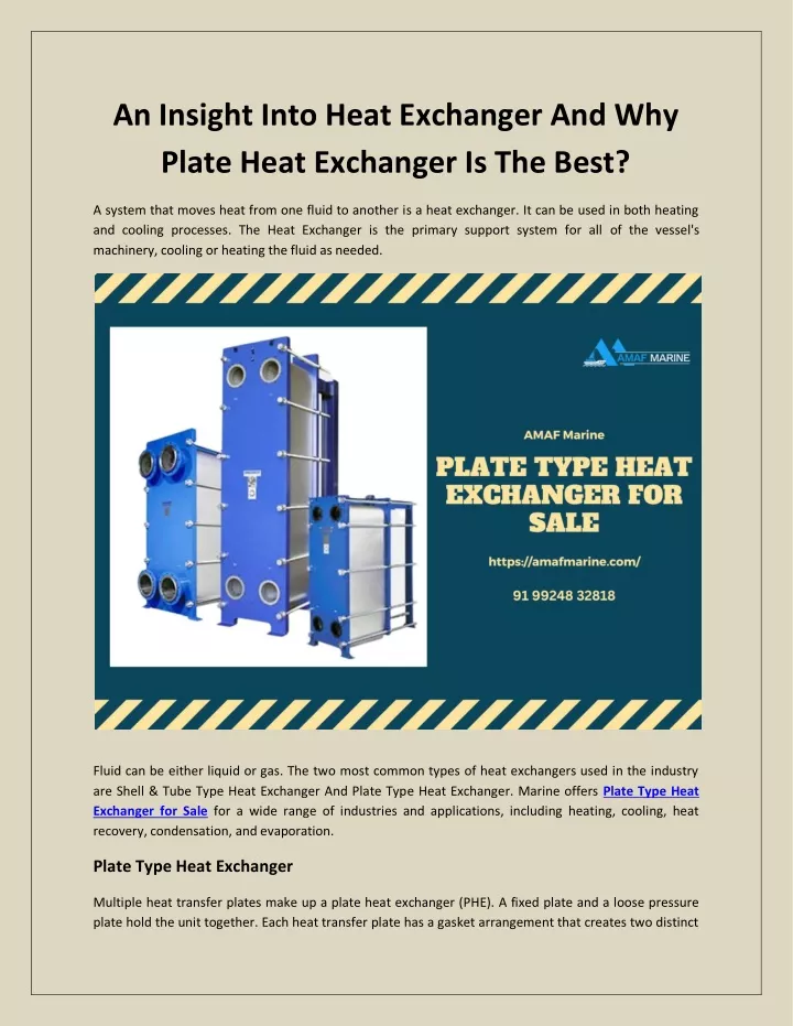 an insight into heat exchanger and why plate heat