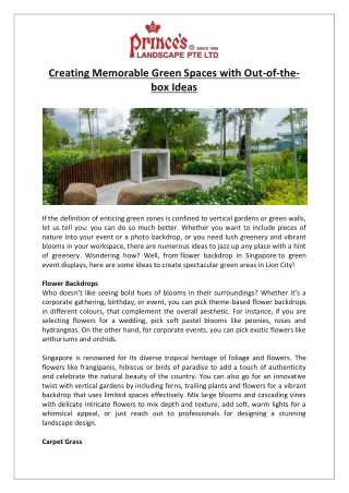 creating memorable green spaces with