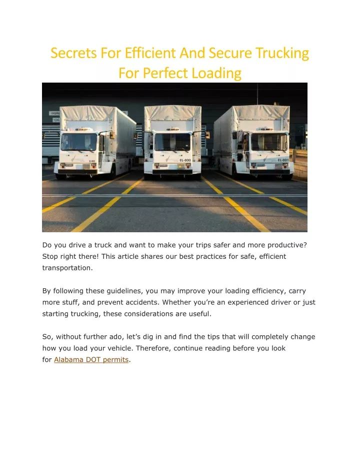 secrets for efficient and secure trucking