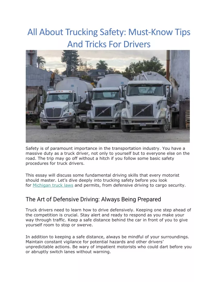 all about trucking safety must know tips