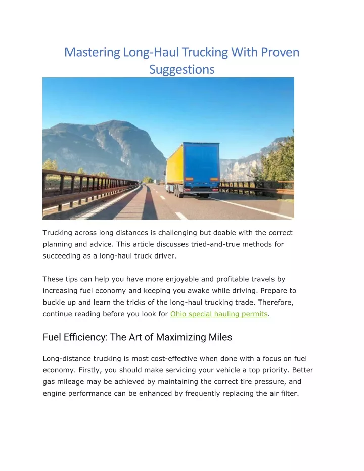 mastering long haul trucking with proven