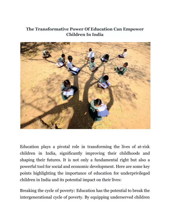 the transformative power of education can empower