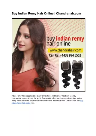 Buy Indian Remy Hair Online | Chandrahair.com