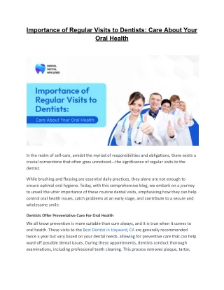 Importance of Regular Visits to Dentists - Care About Your Oral Health