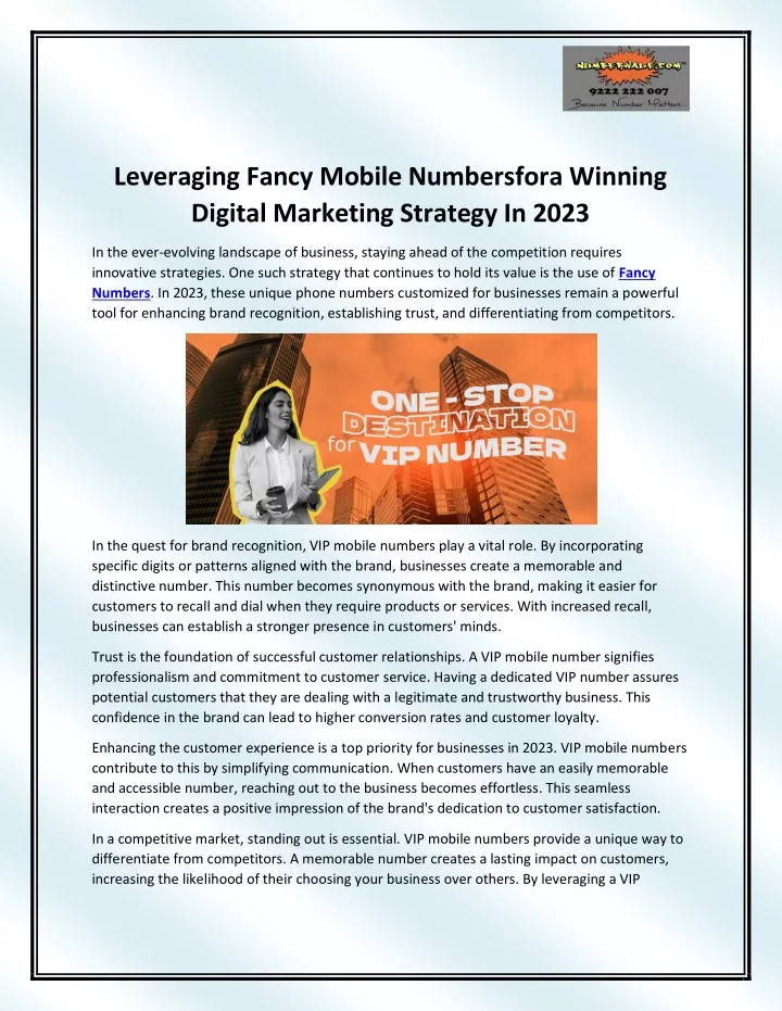 leveraging fancy mobile numbersfora winning