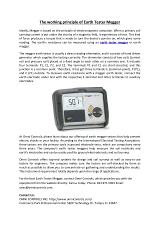 the working principle of earth tester megger