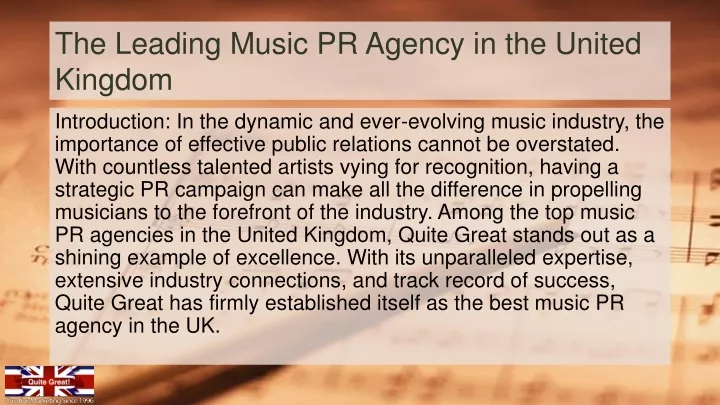 the leading music pr agency in the united kingdom