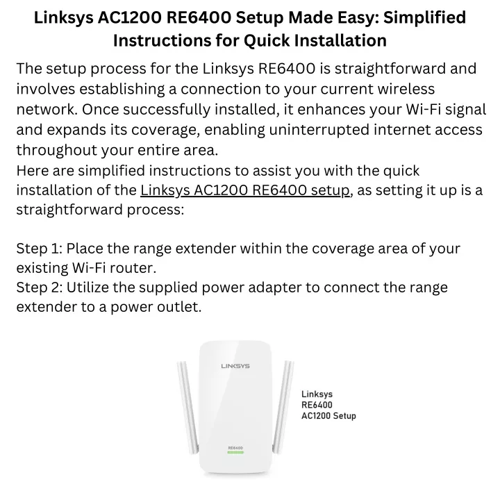 linksys ac1200 re6400 setup made easy simplified