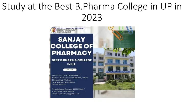 PPT - Study At The Best B.Pharma College In UP In 2023 PowerPoint ...