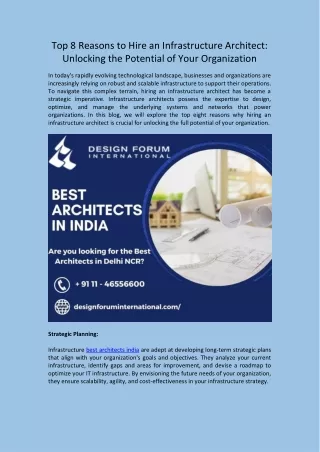 top 8 reasons to hire an infrastructure architect