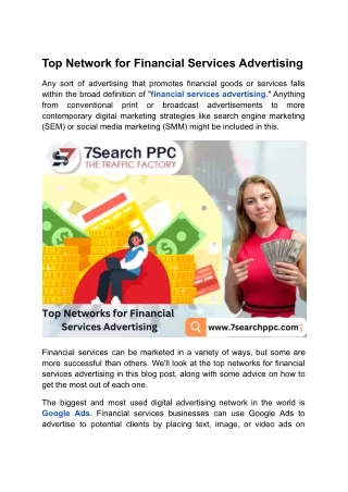 top network for financial services advertising