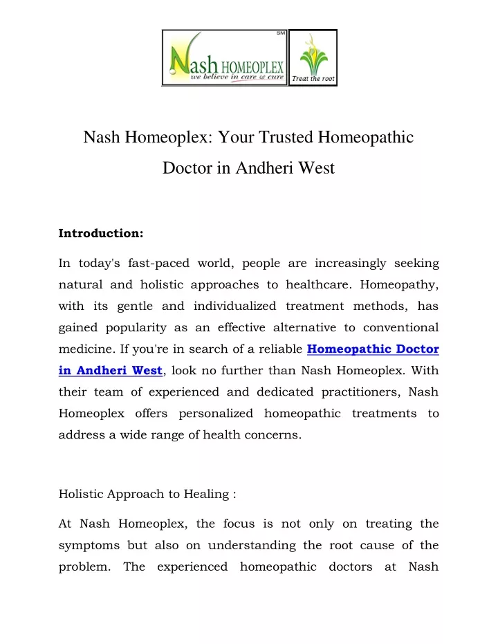 nash homeoplex your trusted homeopathic