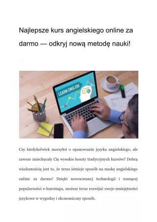 Najlepsze kurs angielskiego online za darmo — odkryj nową metodę nauki