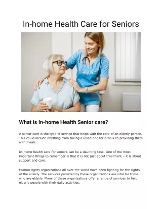 What Is In-Home Health Care For Seniors