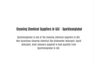 Cleaning Chemical Suppliers in UAE - Sparkleanglobal