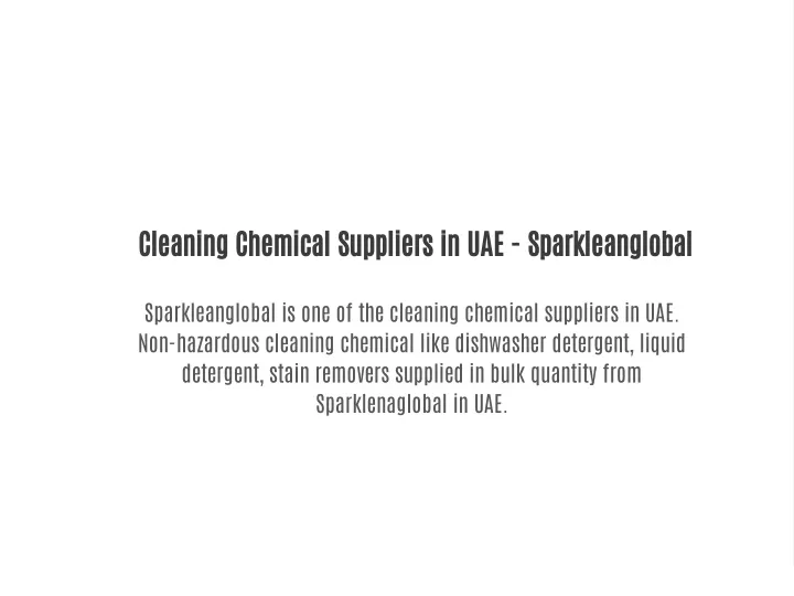 cleaning chemical suppliers in uae sparkleanglobal