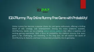 ID247Rummy: Play Online Rummy Free Game with Probability!