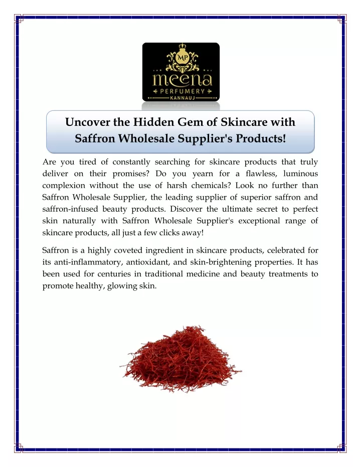 uncover the hidden gem of skincare with saffron