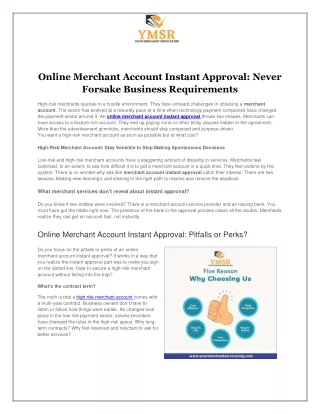 Online Merchant Account Instant Approval- Never Forsake Business Requirements