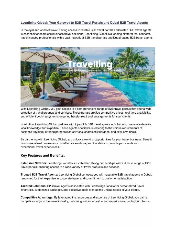 leenticing global your gateway to b2b travel