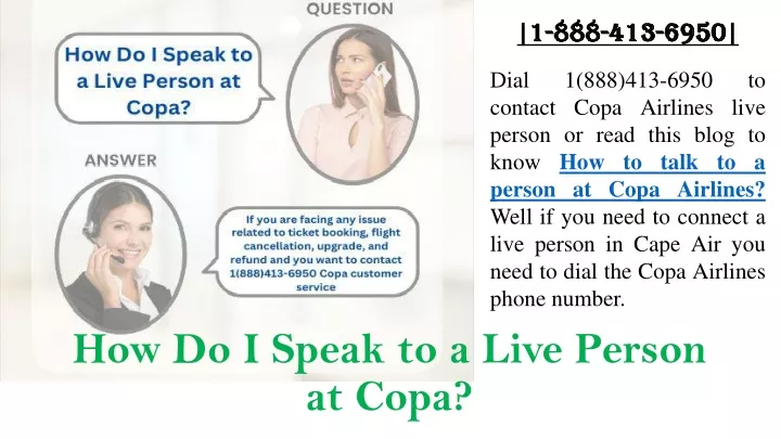 how do i speak to a live person at copa