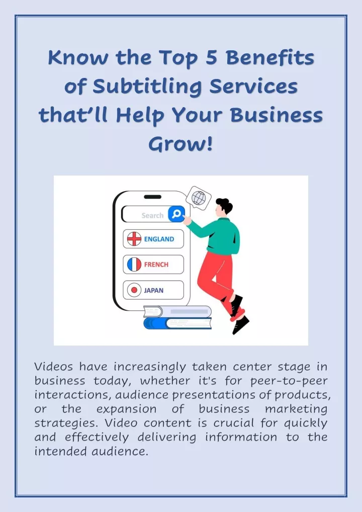 know the top 5 benefits of subtitling services