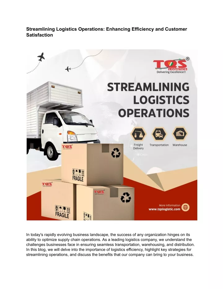 streamlining logistics operations enhancing