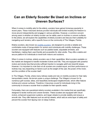 can an elderly scooter be used on inclines