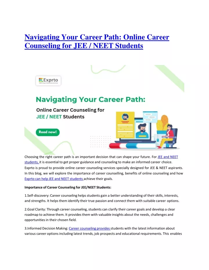 navigating your career path online career counseling for jee neet students